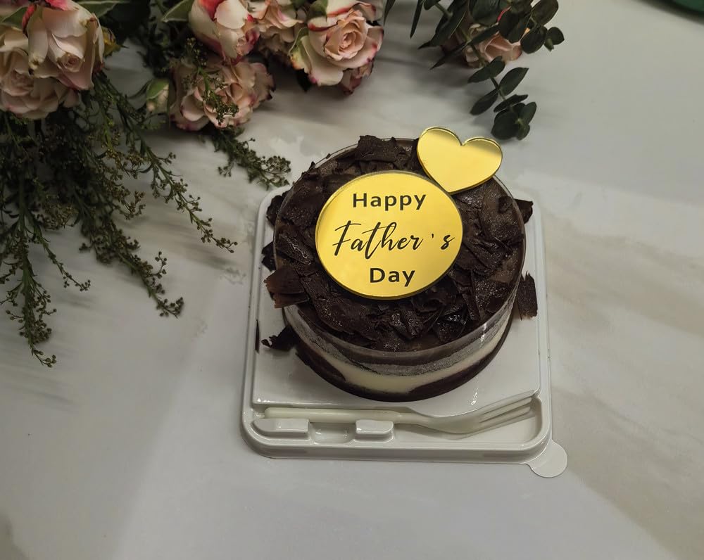 Happy Father's Day Cake Toppers – Gold Mirror Acrylic, Set Of 12, Mini Cupcake Decorations