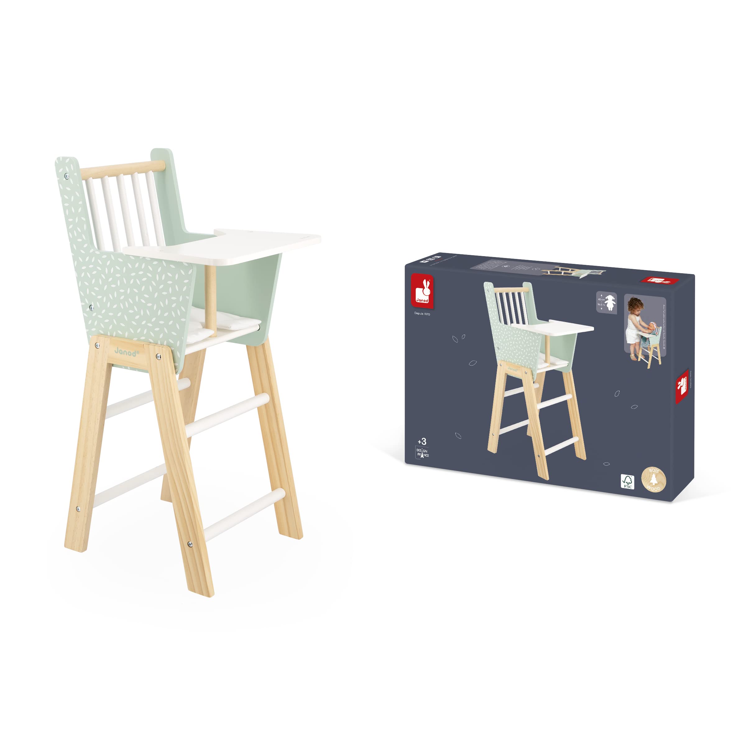 Janod Seggiolone Zen in Legno FSC Giocattolo di Imitazione Accessorio per Bambole 42 cm 3 Anni