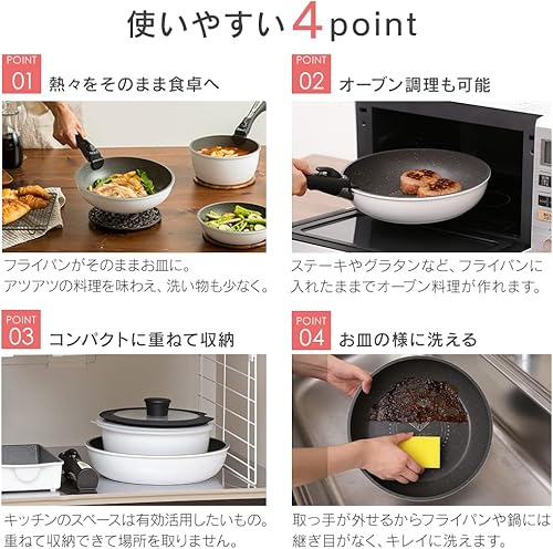 Miniatura 5 de Iris Sartén 1 Conjunto de pan con revestimiento de diamante de 6 puntos blancomármol IH correspondiente ISN-SE6