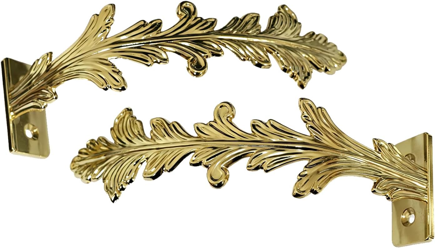 Curtain Holdbacks Vintage Leaf Design Curtain Drapery Tie Back - 2PCS (Gold)