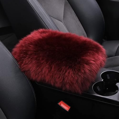 Miniatura 1 de LLB Funda para consola central de auto, ajuste universal para SUV, camionescoche, piel de oveja auténtica, funda para reposabrazos de coche, funda