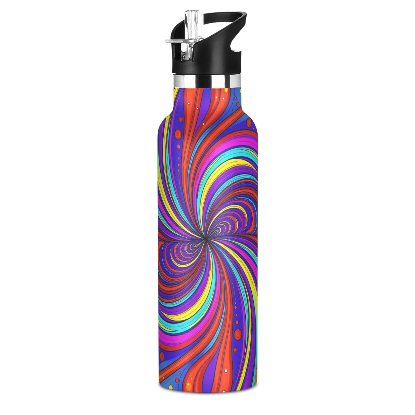 Botella de agua Yuiboo Rainbow Swirl para viajes infantiles y deportes al aire libre