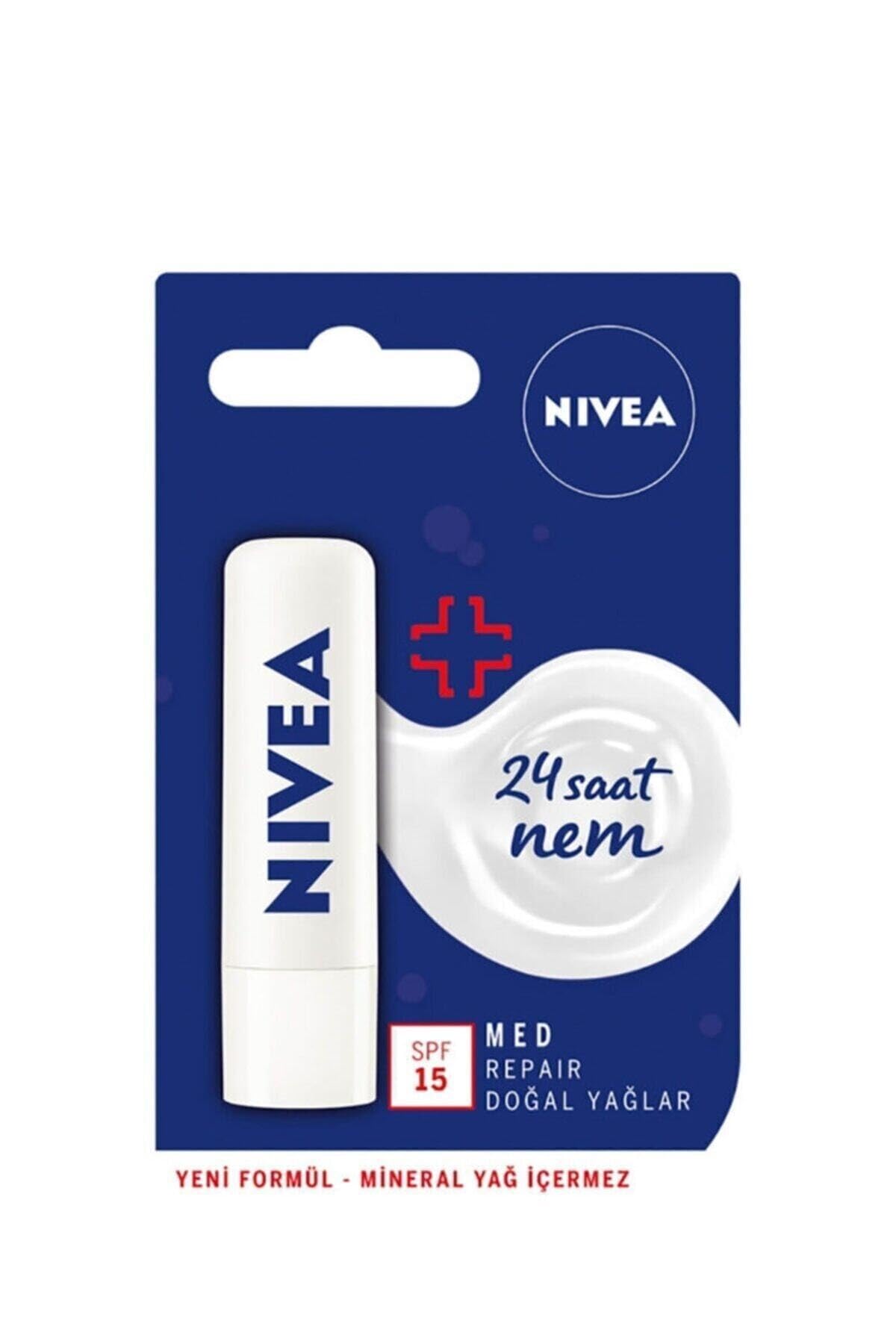 NIVEA Lipstick SPF 15+ Med Repair Dudak Bakım Kremi, 4,8 gr