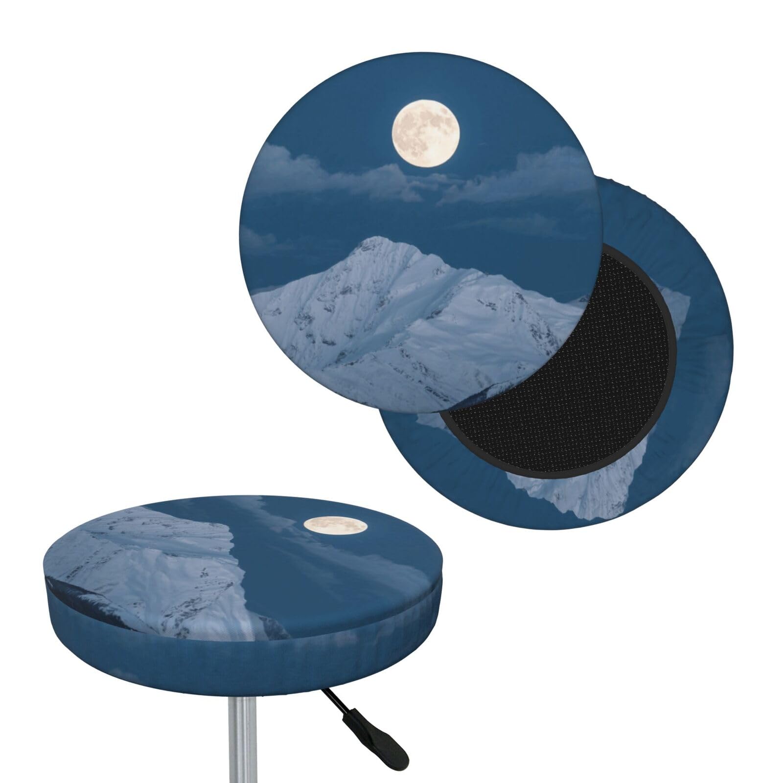 FekiLoot Moon Round Bar Stool Covers Stretch Washable Bar Stool Covers Dustproof Slipcover Bar Chair Covers with Elastic Band for Bar Kitchen Living Room Decor 14 Inch