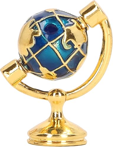 Miniatura 7 de 1:12 Miniature World Globe accesorios para casa de muñecas en miniatura Gold Realistic/Elegant Globe Dollhouse Muebles de estudio para casa de