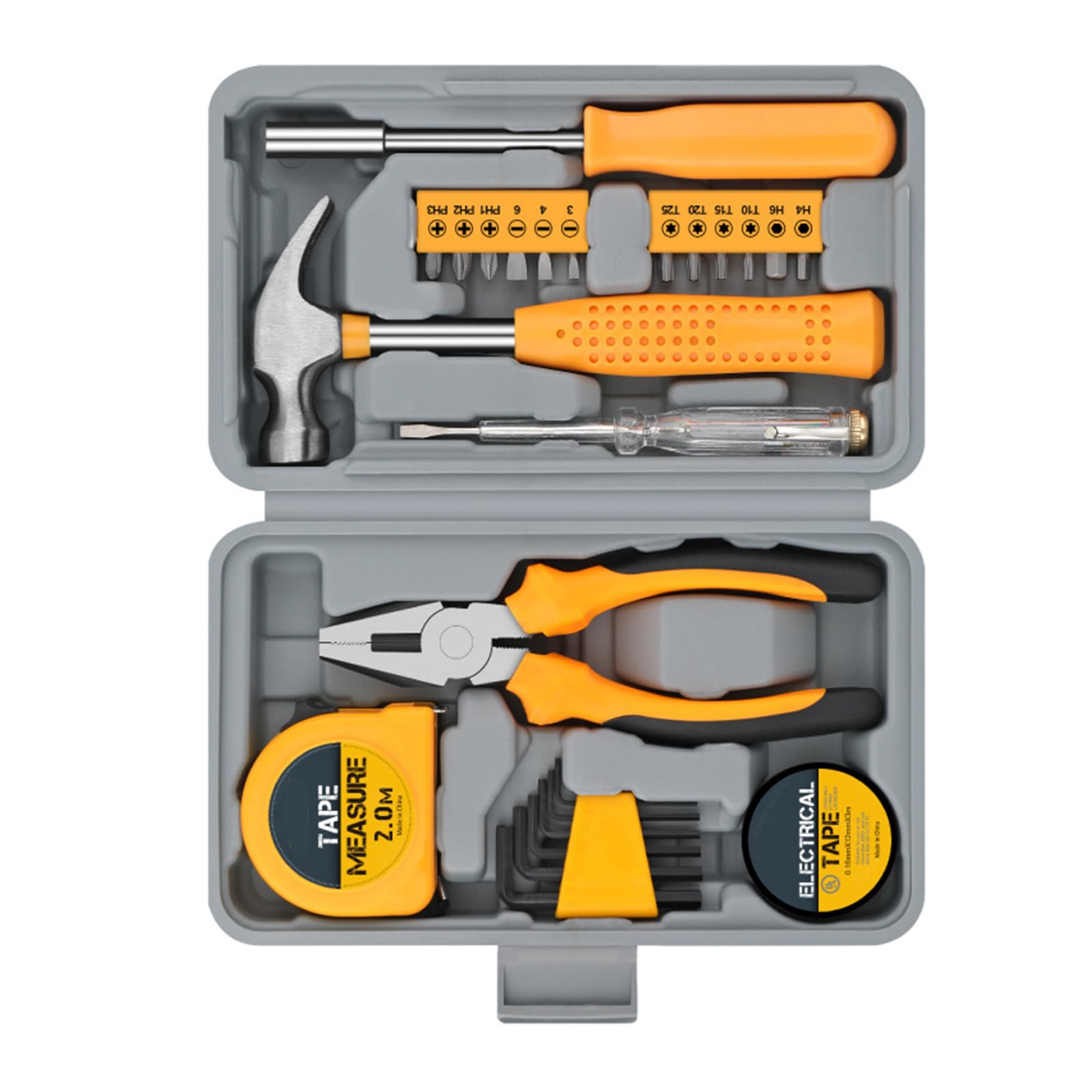 All-Purpose Home Repair Screwdriver, Pliers with Ergonomic Handles & Compact Storage Bag Portable Home Maintenance Tool Set