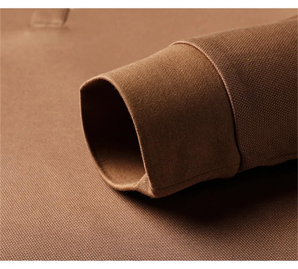 Polo da uomo a maniche lunghe, tinta unita, morbida, con risvolto, polo casual da lavoro, bottoni