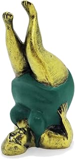 5½" Green Gold Supported Shoulder Stand Pose Resin Yoga Asana Fat Lady Figurine Meditating Woman Statue Adult Collectors Elegant Handcrafted Shelf Display Decoration Home Decor Gifts