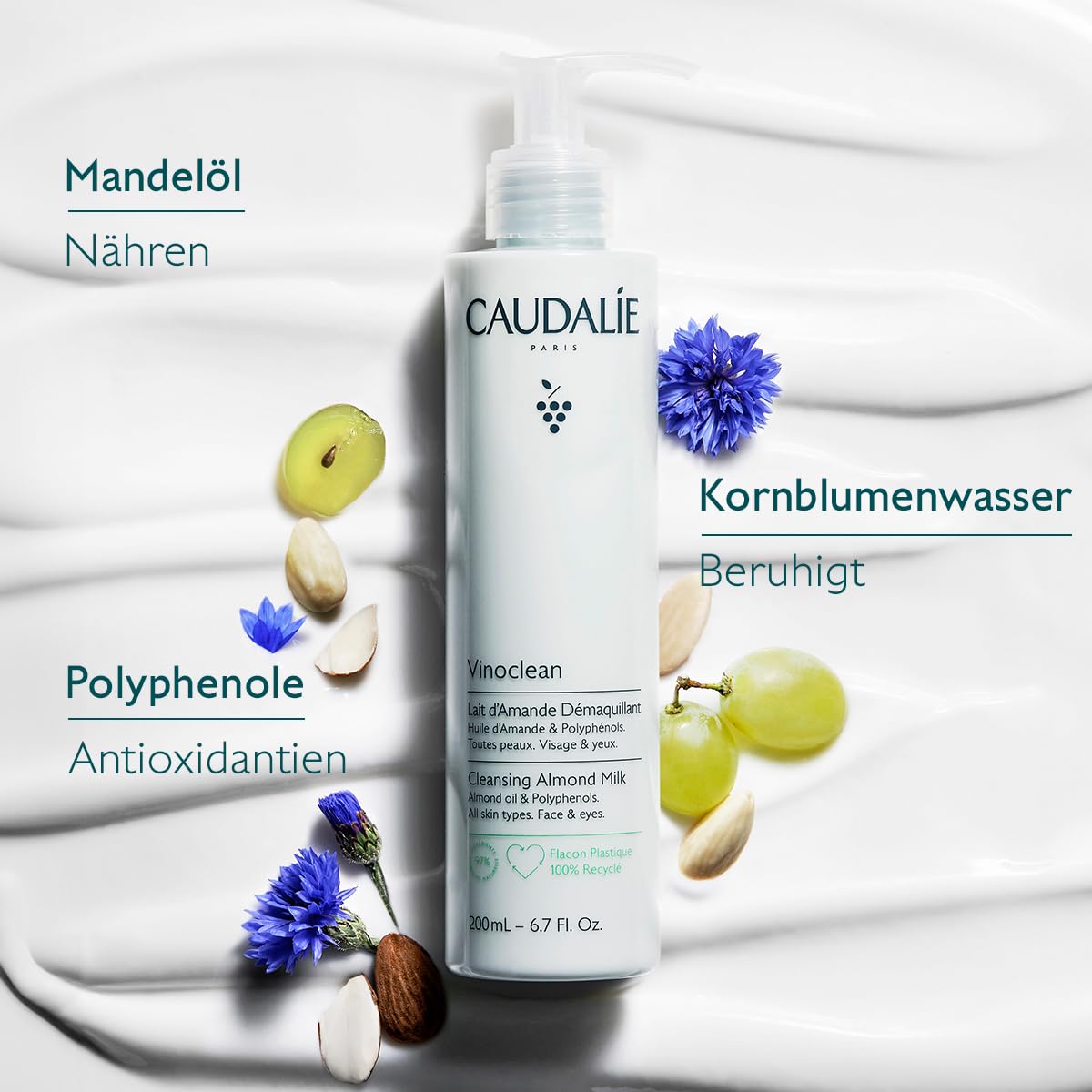 Caudalie - Vinoclean- Leche de almendra Desmaquillante 200 ml (2 paquetes) (2)