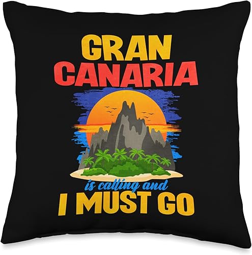 Gran Canaria Design Gran Canaria is Calling and I Must Go Throw Pillow, 16x16, Multicolor Gran Canaria Design Gran Canaria is Calling and I Must Go Throw Pillow, 16x16, Multicolor