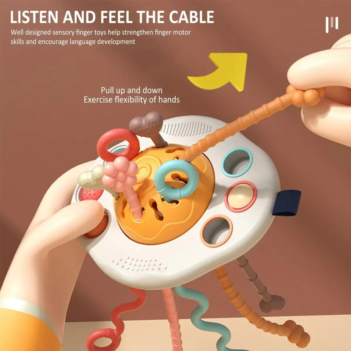 Cable World Pull String Toy - Montessori Toys for 1 Year Old Boy, Toddler Fidget Sensory Airplane Travel Toys for Toddlers 1-3 - Toddler Stocking Stuffers One Year Old Boy Birthday Gift 1