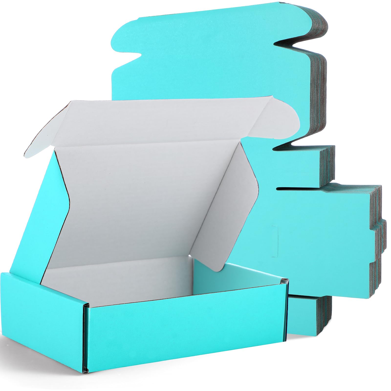 Spakon 50 Packs Shipping Boxes Cardboard Corrugated Mailer Packaging Boxes for Small Business Cute Small Box Cardboard Carton Box Mailers for Packaging Product(Blue,6 x 4 x 1.6 Inches)