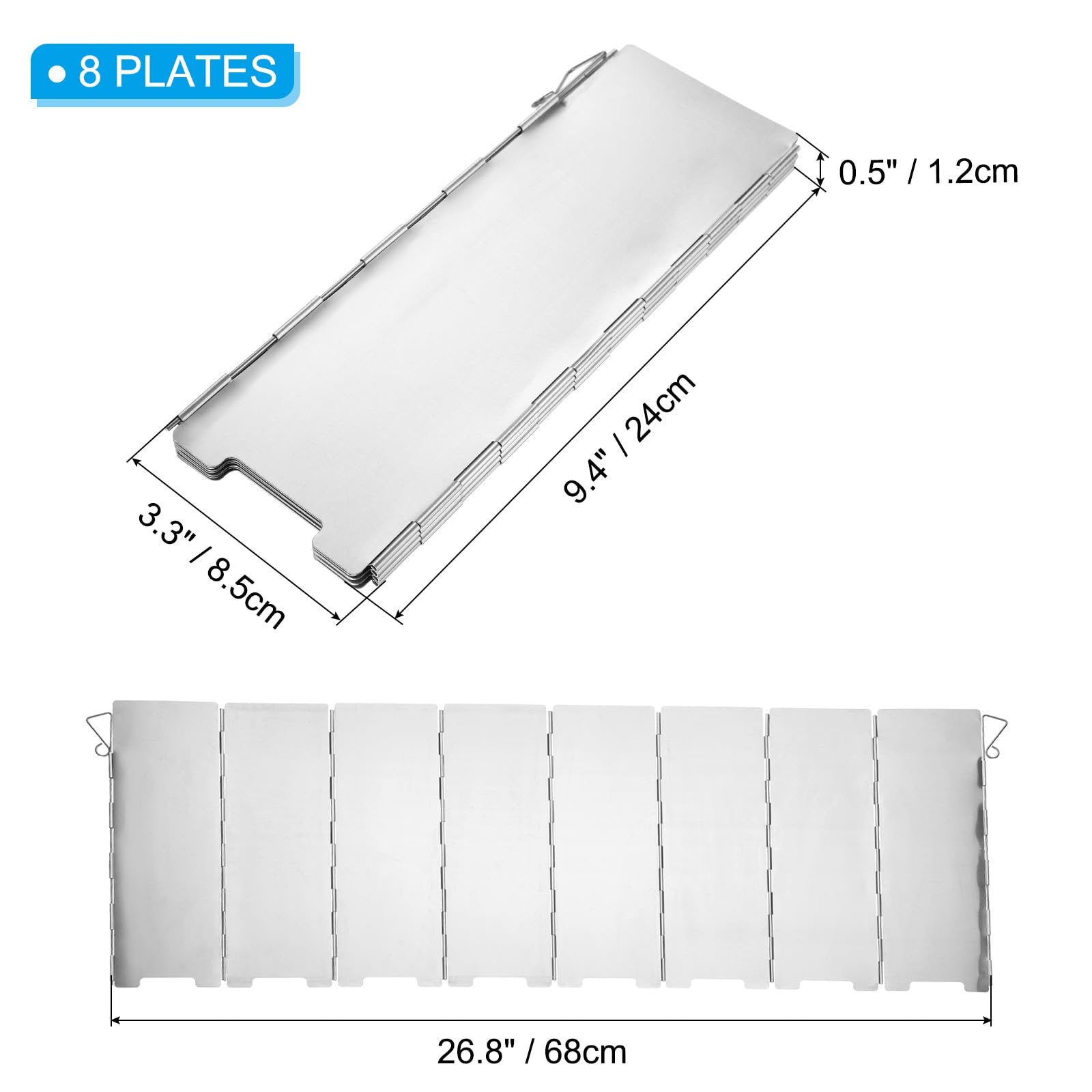 PATIKIL 26.8” x 9.4” Windscreen Camping Stove,8 Plates Heat Shield Stove Windshield Lightweight Folding with Drawstring Bag for Camping Alcohol Stoves - Image 2