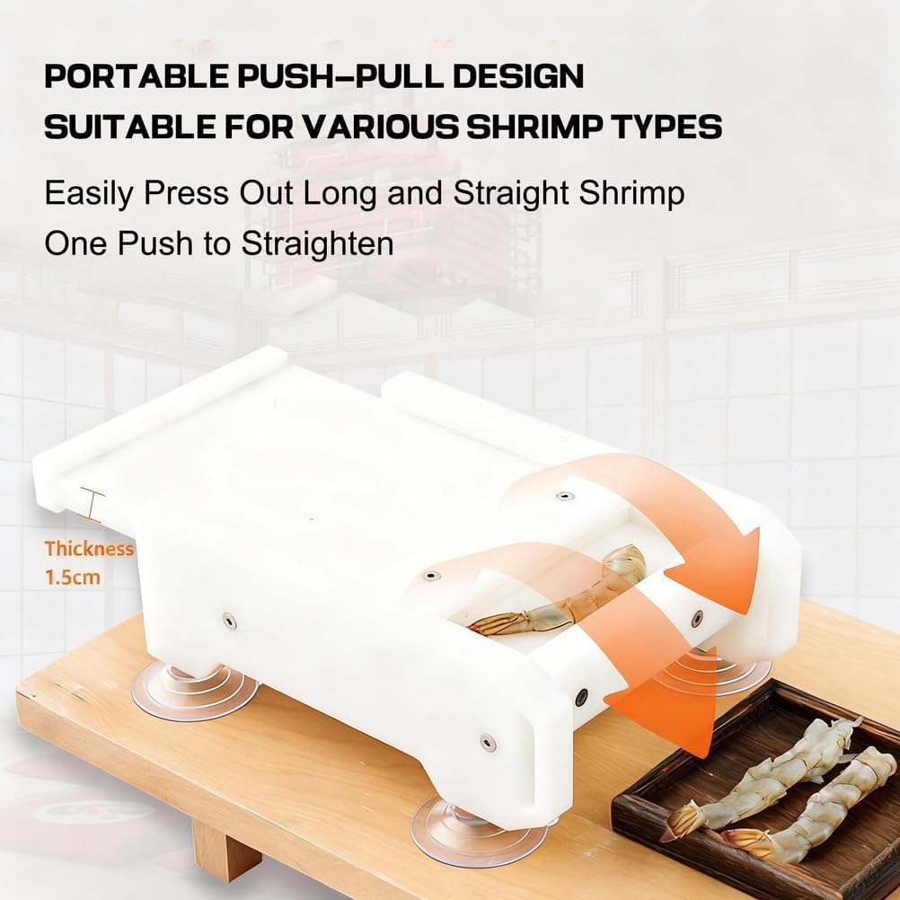 Prensa Portátil Para Tempura De Camarones Tipo Push-pull Con Orificios De Filtro Y 4 Ventosas Para Preparar Tempura Y Sushi.
