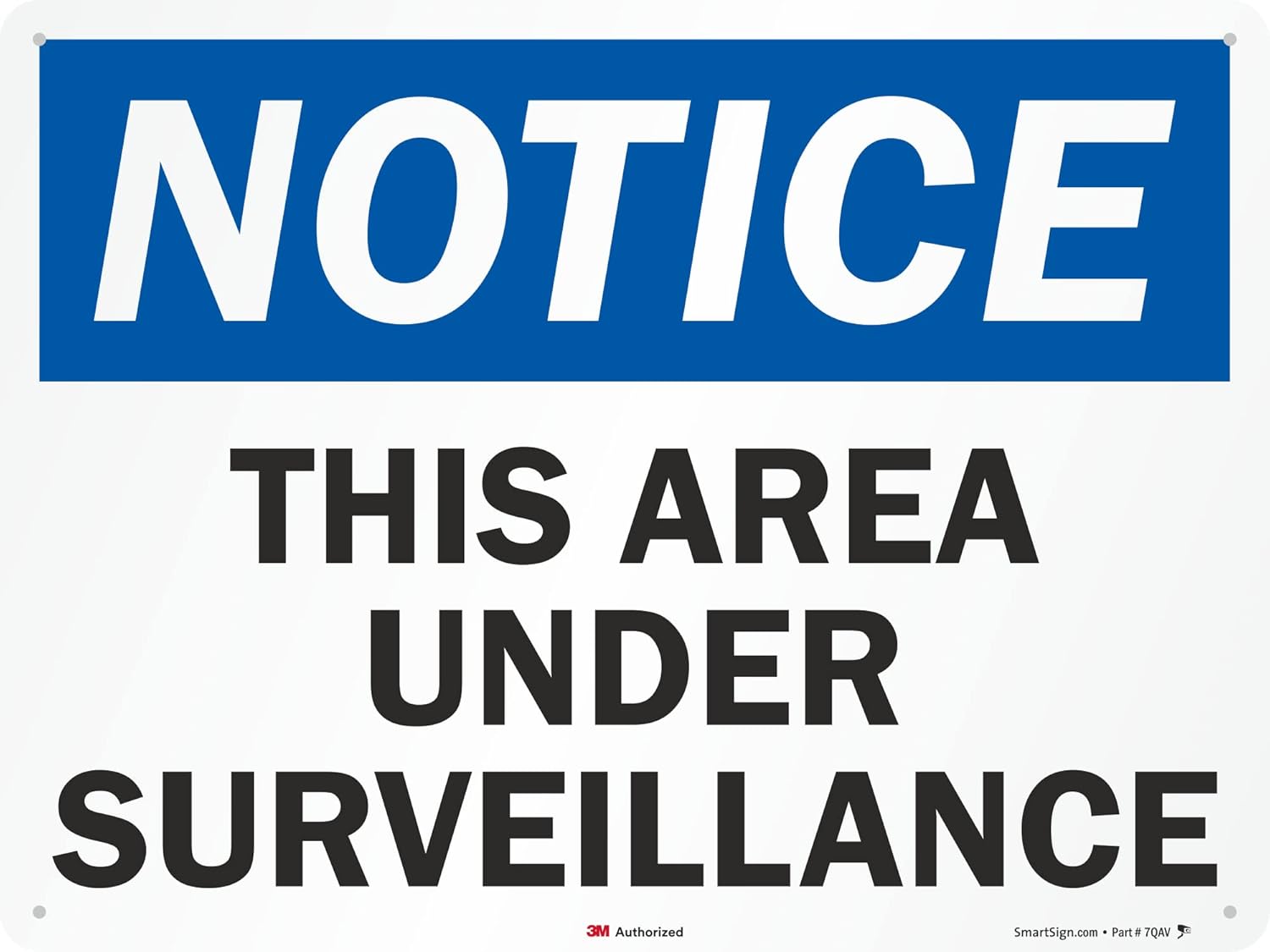 SmartSign "Notice - This Area Under Surveillance" Sign | 18" x 24" 3M Engineer Grade Reflective Aluminum