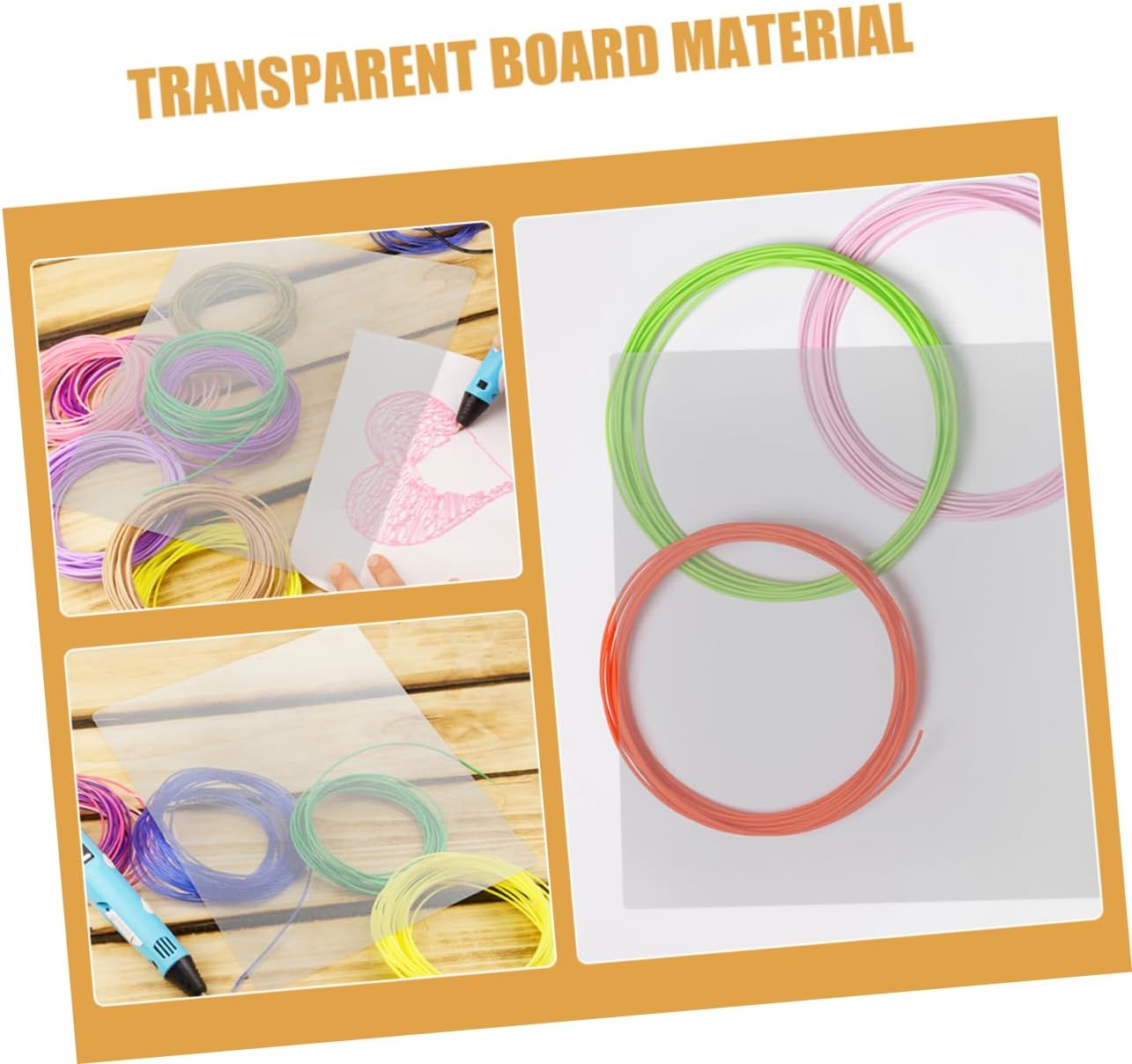 NUOBESTY 6pcs Printing Pen Copy Board Drawing Template PVC Craft Mat Drawing Board Accessory for Boys and Girls Portable Translucent Craft Mat for DIY Art Projects