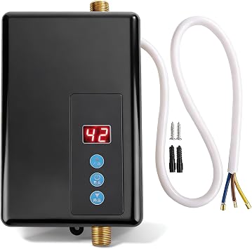 Mini Instant Electric Water Heater for Kitchen Bathroom, 220 V 5.5KW | IPx4 Waterproof, Smart Core, Chip Driver, Anti Dry Protection, with LCD Display, Tankless Water Heater, Shower Hot Water