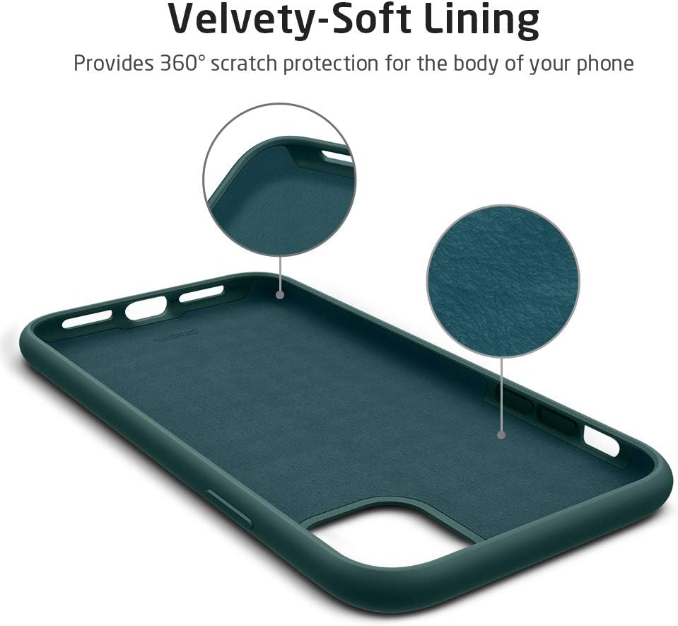 ESR Yippee Color Soft Case for iPhone 11, Liquid Silicone Rubber Case Cover [Comfortable Grip] [Screen & Camera Protection] [Velvety-Soft Lining] [Shock-Absorbing] for iPhone 11 6.1-Inch, Dark Green