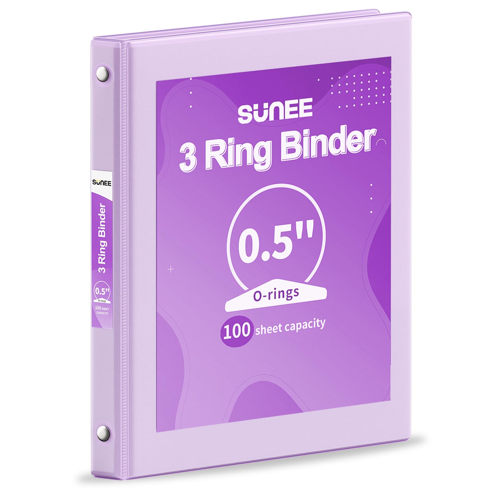 SUNEE 3 Ring Binder 1/2 Inch 1 Pack, Clear View Binder Three Ring PVC-Free (Fit 8.5x11 Inches) for School or Office Supplies, Purple