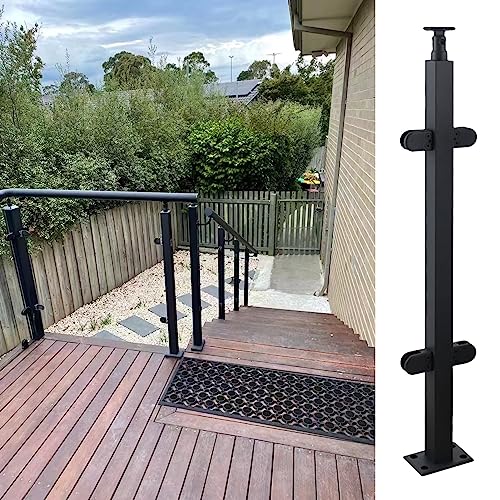 Poste de barandilla de vidrio en acero inoxidable negro para escaleras y balcones de terraza