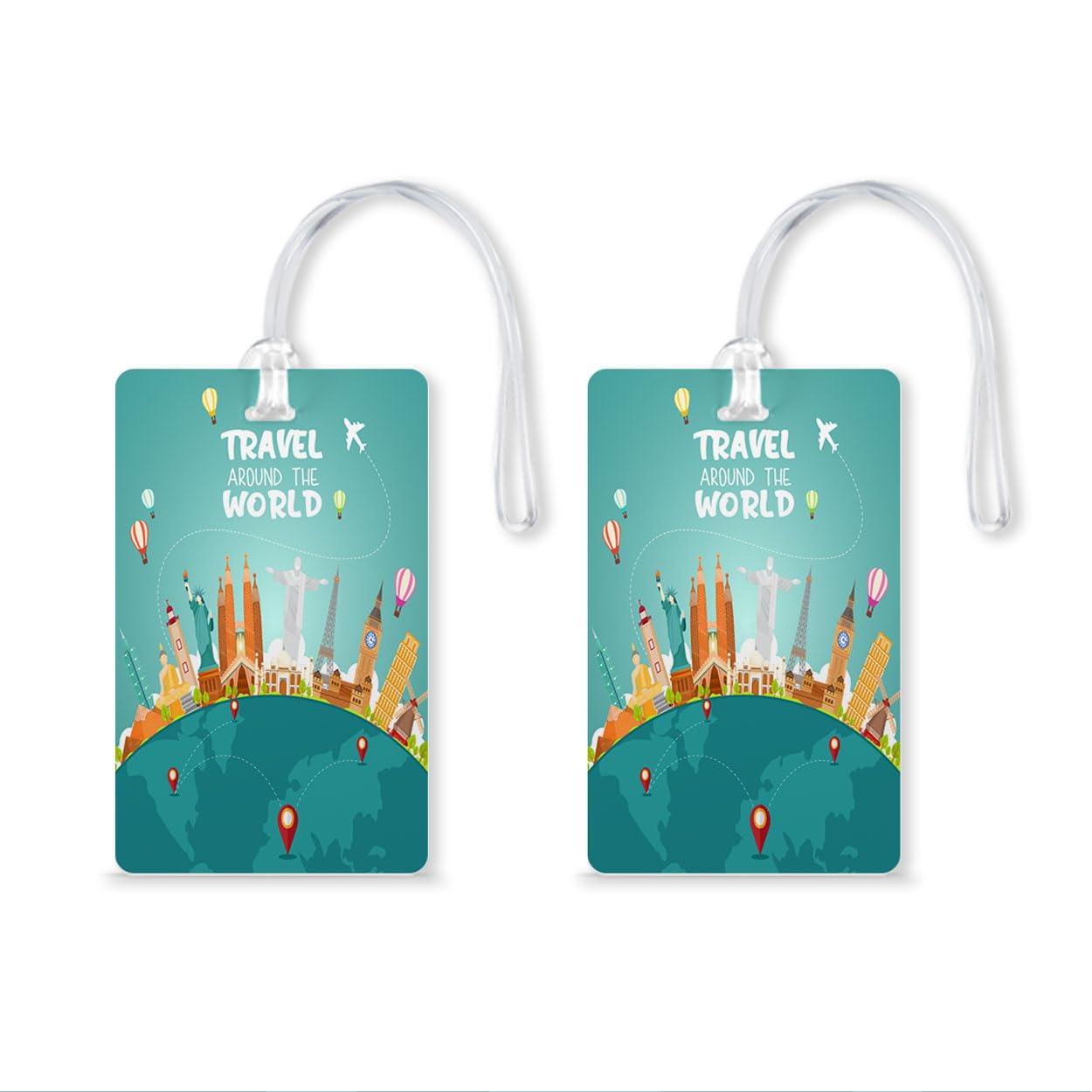 Around The World Luggage Tags, Bag Tag Travel Id Labels Tag for Baggage Suitcases Bags with Silicon ( Pack of 2 )-image-12