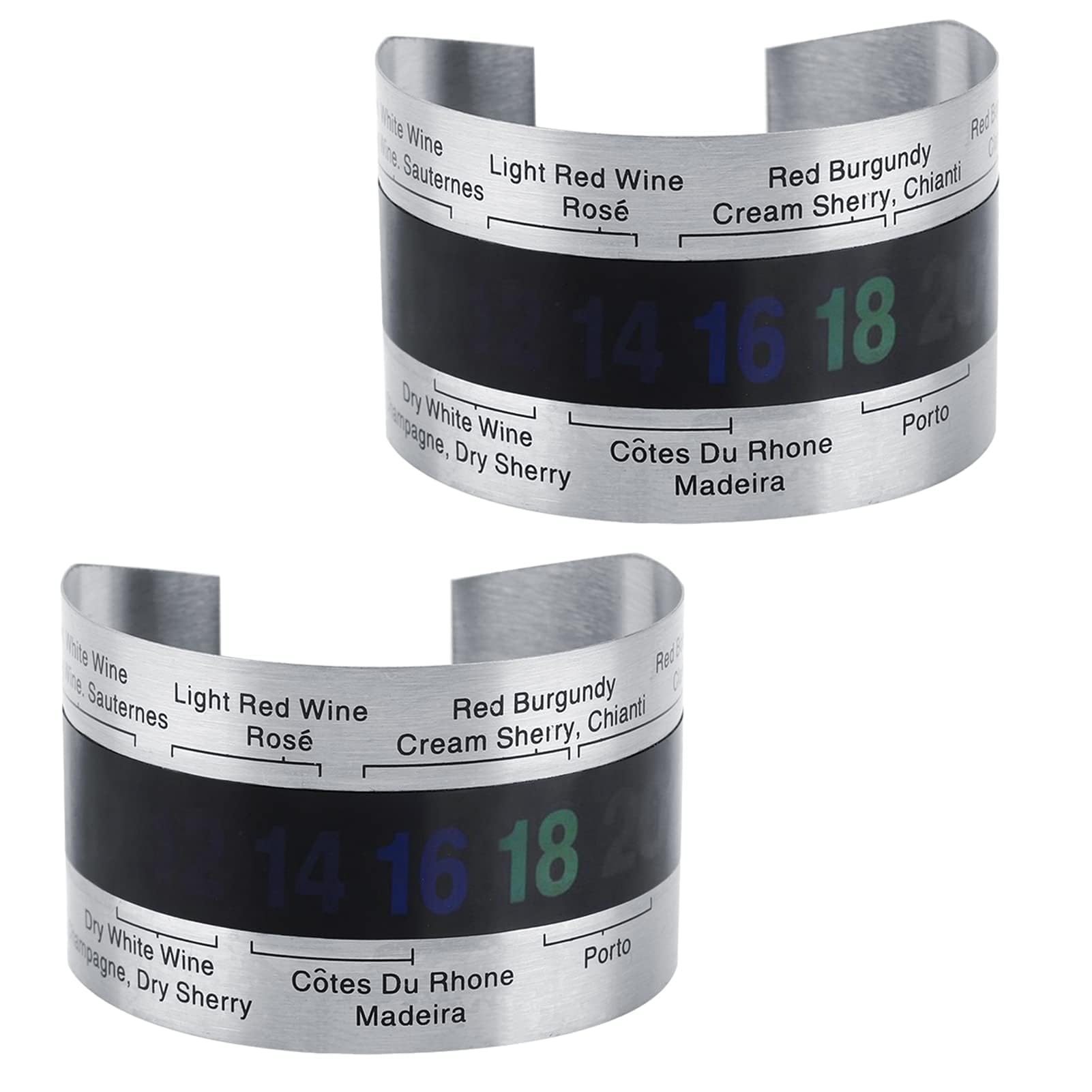 2Pcs Wines Bracelet Temperature Sensor, LCD Thermometer for r Beer, Red Wines, Milk Bottle, Stainless Steel Wine Thermometer for Wineries, Beer Home Brewing, Real Time Monitoring Tools