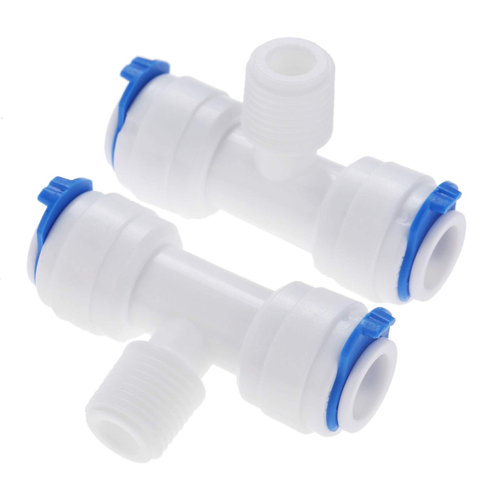 Conexión rápida for Manguera, de jardín, 2 Piezas, conexión for tubería ósmosis inversa, Forma T, en 3/8, Macho 1/4, Conector Acoplamiento plástico for Agua