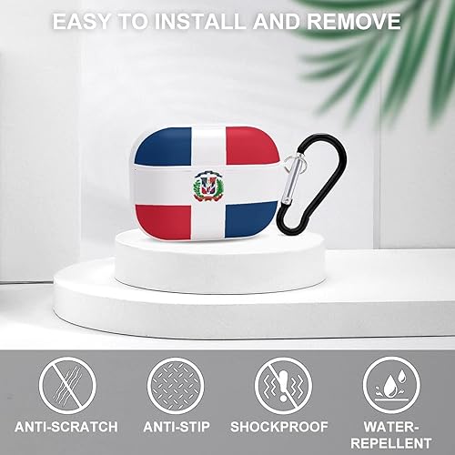 Miniatura 3 de Funda rígida de protección completa con bandera de República Dominicana para auriculares Airpods Pro con llavero colgante