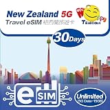 Happy 5G eSim New Zealand 30Days Unlimited Data Travel eSim | 15GB of 5G High-Speed Data Then 256kbps | Support iPhone & Android Devices | Easy Activation | No Need Registration