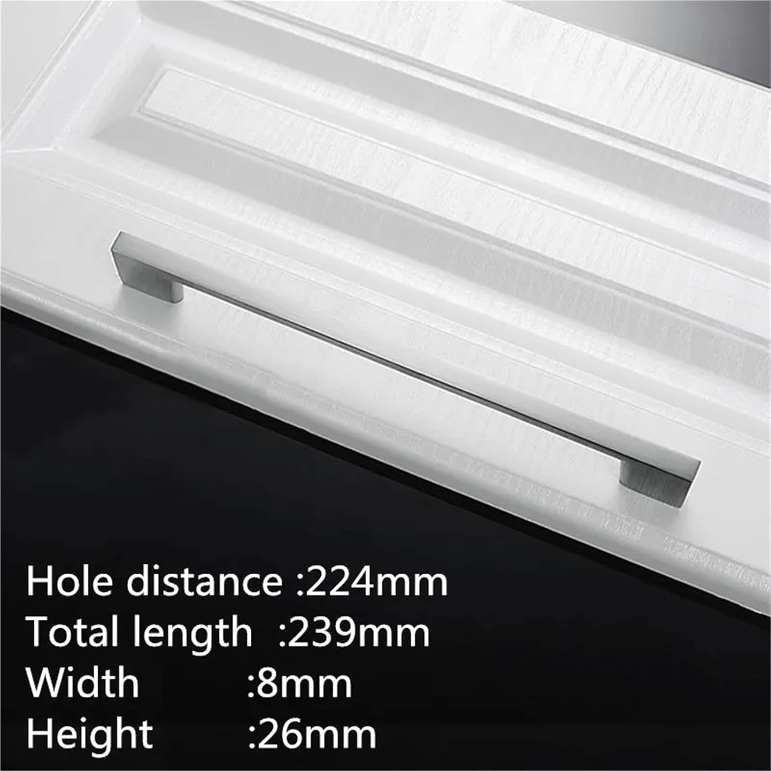 Cabinet Handles Silver Black Drawer Door Pulls Aluminum Alloy Cupboard Pulls Wardrobe Door Handle Hardware Knobs 1Pcs(Brushed-224)