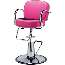 Pibbs 3570 Sessa Kids Styling Chair for Salons & Spas, Extra-Wide Seat with Chrome Armrests, Built-in Safety Strap, Durable Vinyl Upholstery, Hydraulic Base , Magenta PIB-3570
