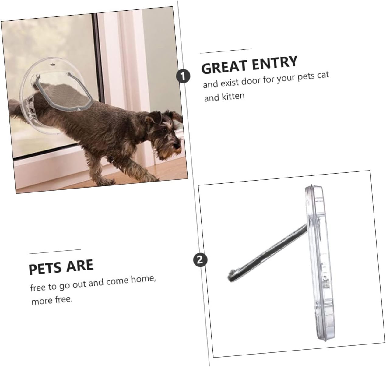 POPETPOP Round Plastic Pet Door Durable Cat Door for Easy Access Controllable Entry for Cats and Kittens Fits Pets Transparent Design