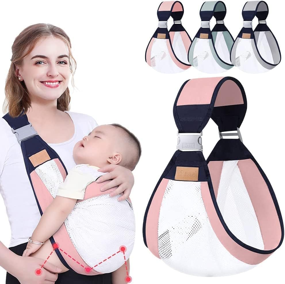 Baby Carrier Sling with Child Safety Door Guard, Ergonomic 3d Mesh Baby Sling Carrier, Adjustable Baby Carrier Sling, Lightweight Breathable Baby Carrier Wrap for 0-36 Months(multicolour / 1pcs)
