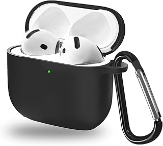 جراب حماية من ياودلي متوافق مع سماعات ايربودز 4، جراب ناعم مضاد للصدمات مع حلقة تثبيت، مضاد لبصمات الأصابع، مضاد للتآكل (أسود)