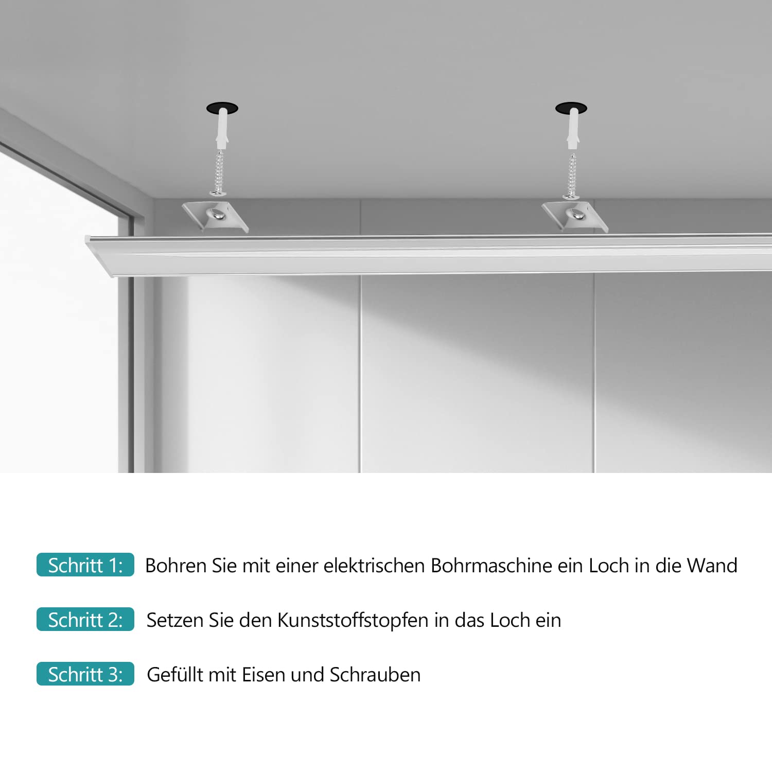 Profilo LED in alluminio, a forma di U, 10 x 1 m, striscia LED in alluminio, canali LED per strisce LED (fino a 12,5 mm di larghezza), con coperture in bianco latte