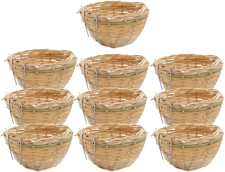 Bamboo Birdhouse for Small Birds - Oval Shape - Distinctive Home Decor, Wood, 10pcs 10x6cm