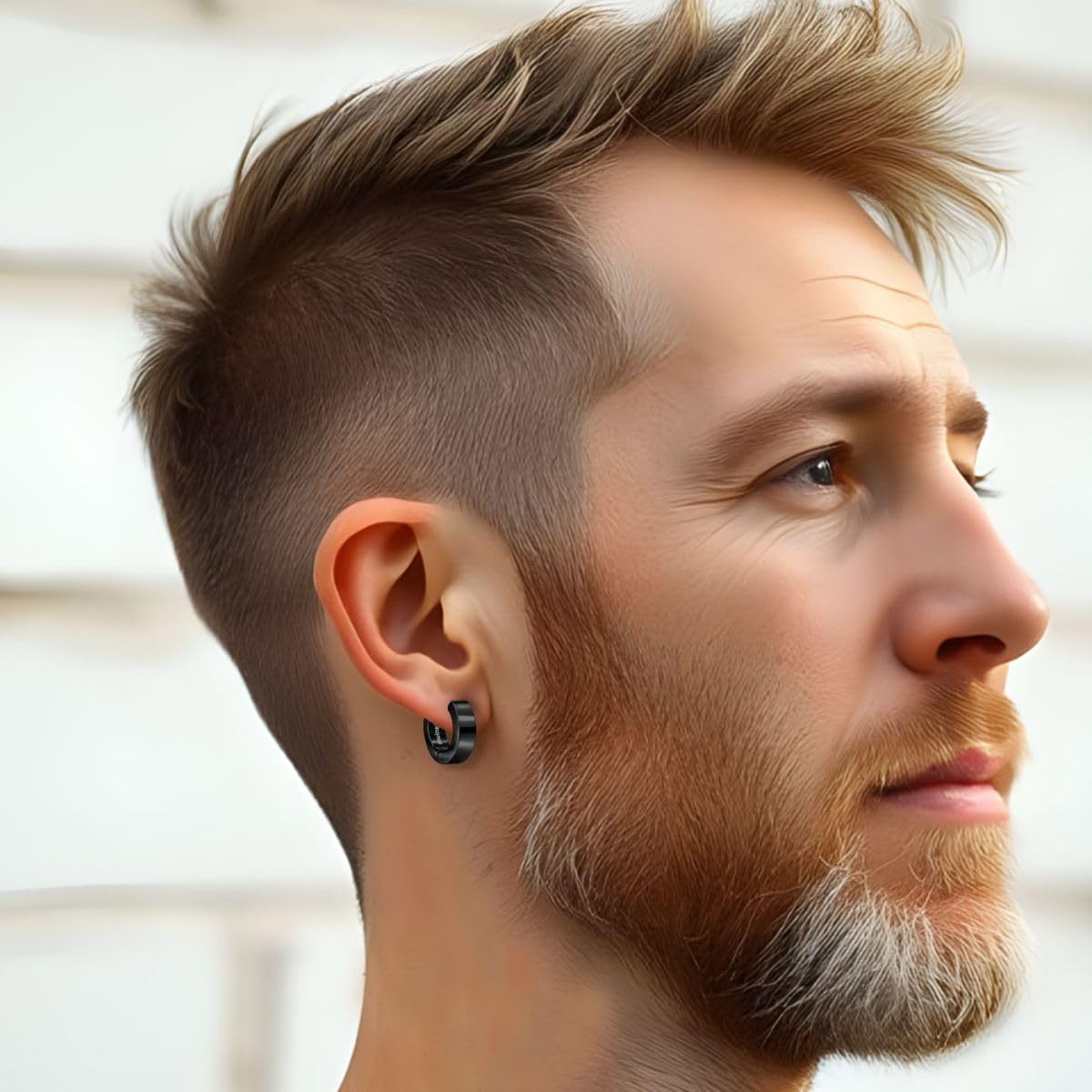 Soul-Cats Pendientes de aro G23 de titanio con bisagra en negro: pendientes unisex ultraligeros para mujer y hombre