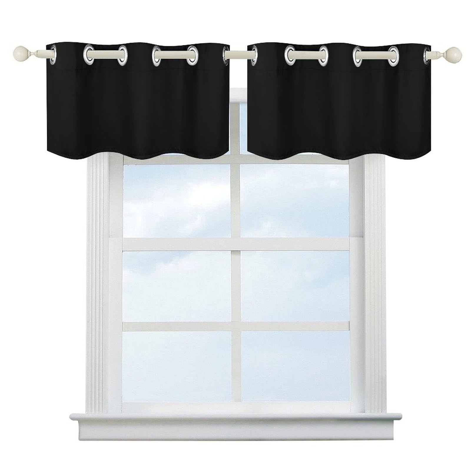 Fekiloot Style Ink Black Short Curtains Valance Curtain