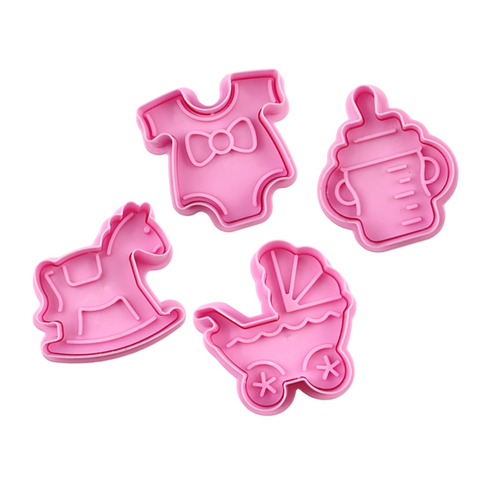 HZBB Of 4 Baby Carriages Bottles Cookie Innovative Design for Infant Theme Baking and Dessert Decorations Cookie Stamps for Kids