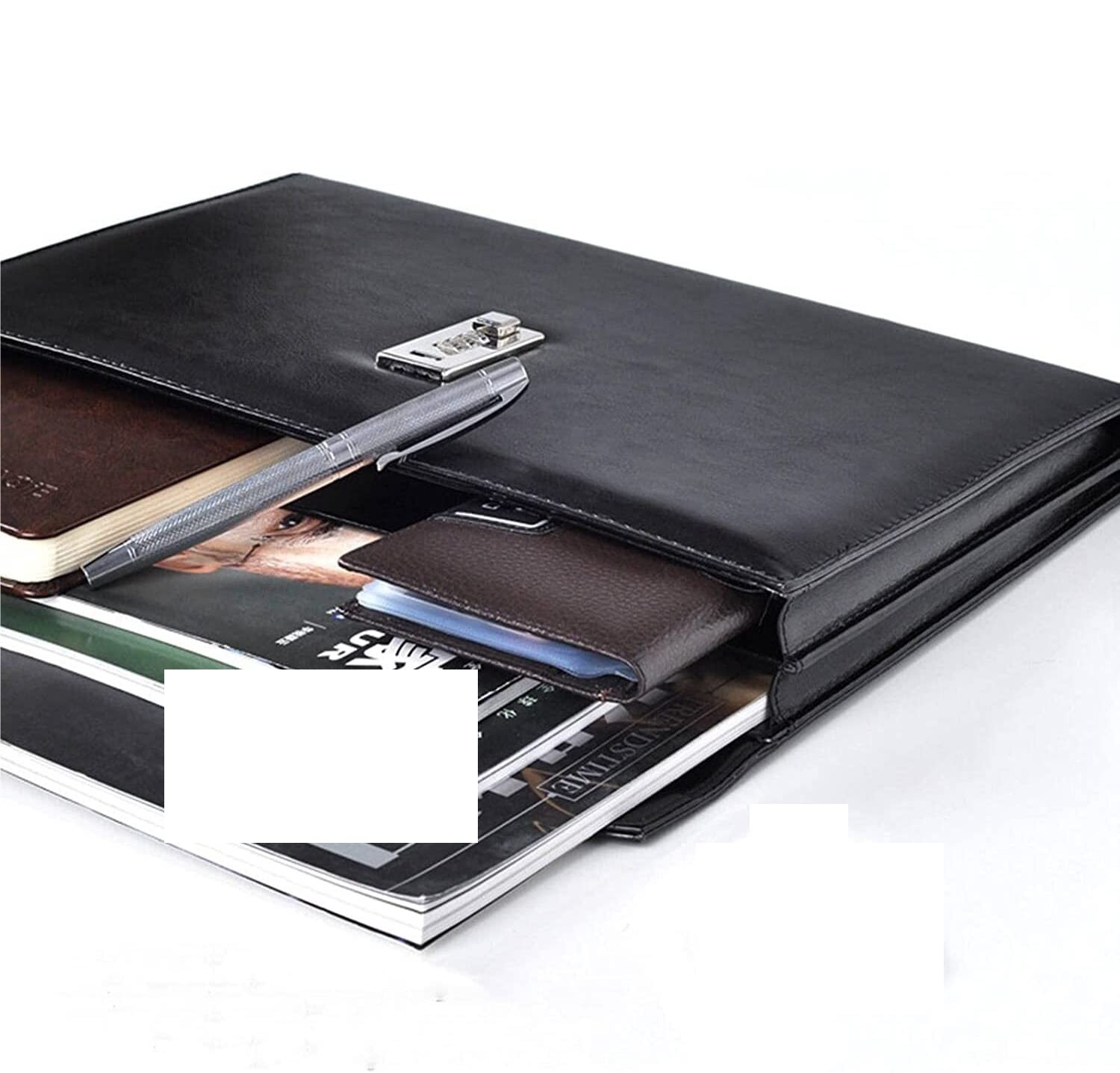Cartelle a Busta Cartella del file di documenti A4 con password di blocco Valta Organzier Executive Cabinet Pu Borsa for ufficio in pelle Portadocumenti