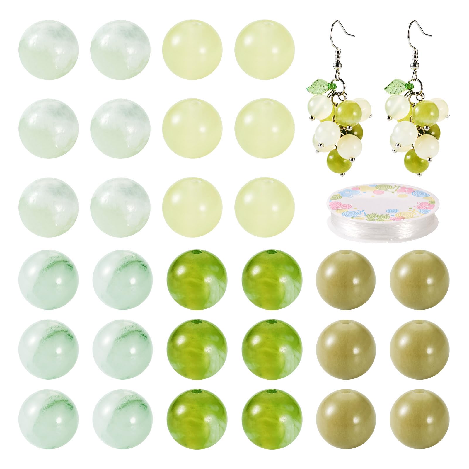 Crafans 100Pcs Natural Gemstone Beads Green 8MM Sinkiang Jade Alashan Agate Stone Beads Loose Spacer Beads Bulk for DIY Bracelet Crafting Jewelry Making