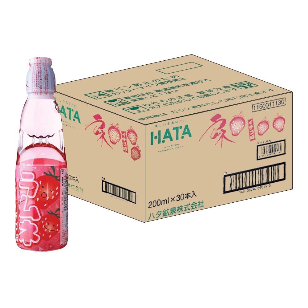 Hatakosen Ramune Soda - Strawberry Flavour 200ml (30 Bottles)