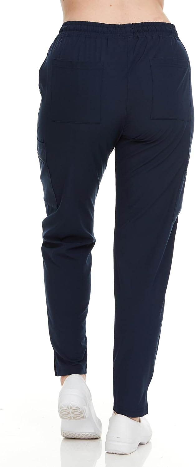 Women's Slim Fit Scrub Pants – Vibrant Colors, Drawstring Waist, Zipper Pockets, 4-Way Stretch