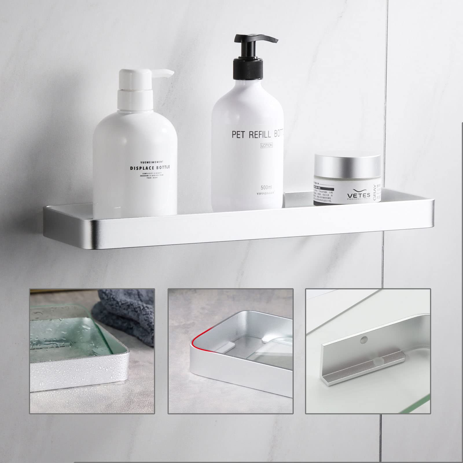 Mensola per doccia in plastica piccolo senza foratura, cestino da doccia da incollare, organizer da bagno, trasparente, senza fori, per riporre shampoo, bagnoschiuma, spezie da cucina e piccoli