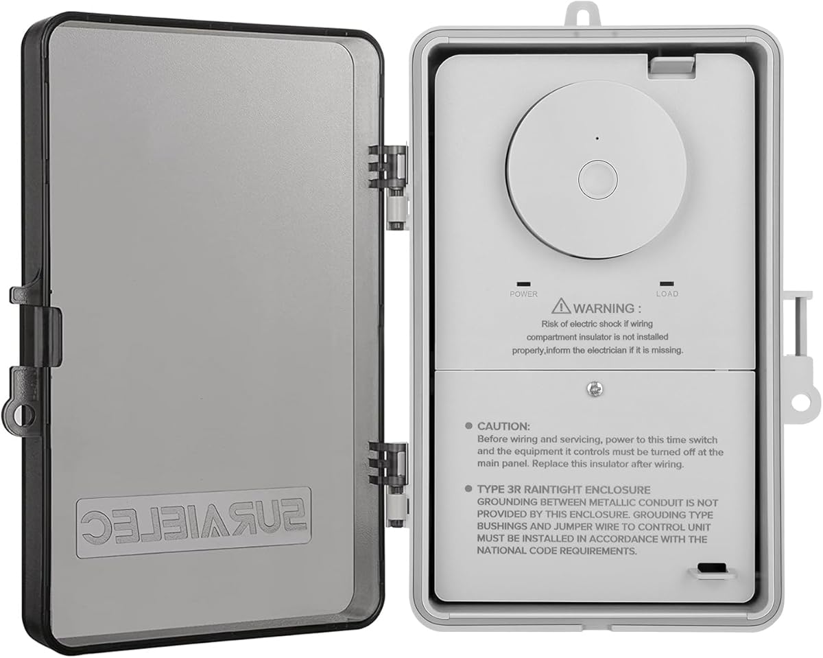 SURAIELEC WiFi Pool Timer, Outdoor Indoor Smart Switch, 40 AMP, 2HP, 120, 240, 277 VAC, Heavy Duty Pool Controller Light Timer Box for Pool Pump, Water Heater, Spa, Powerful Electrical Appliances