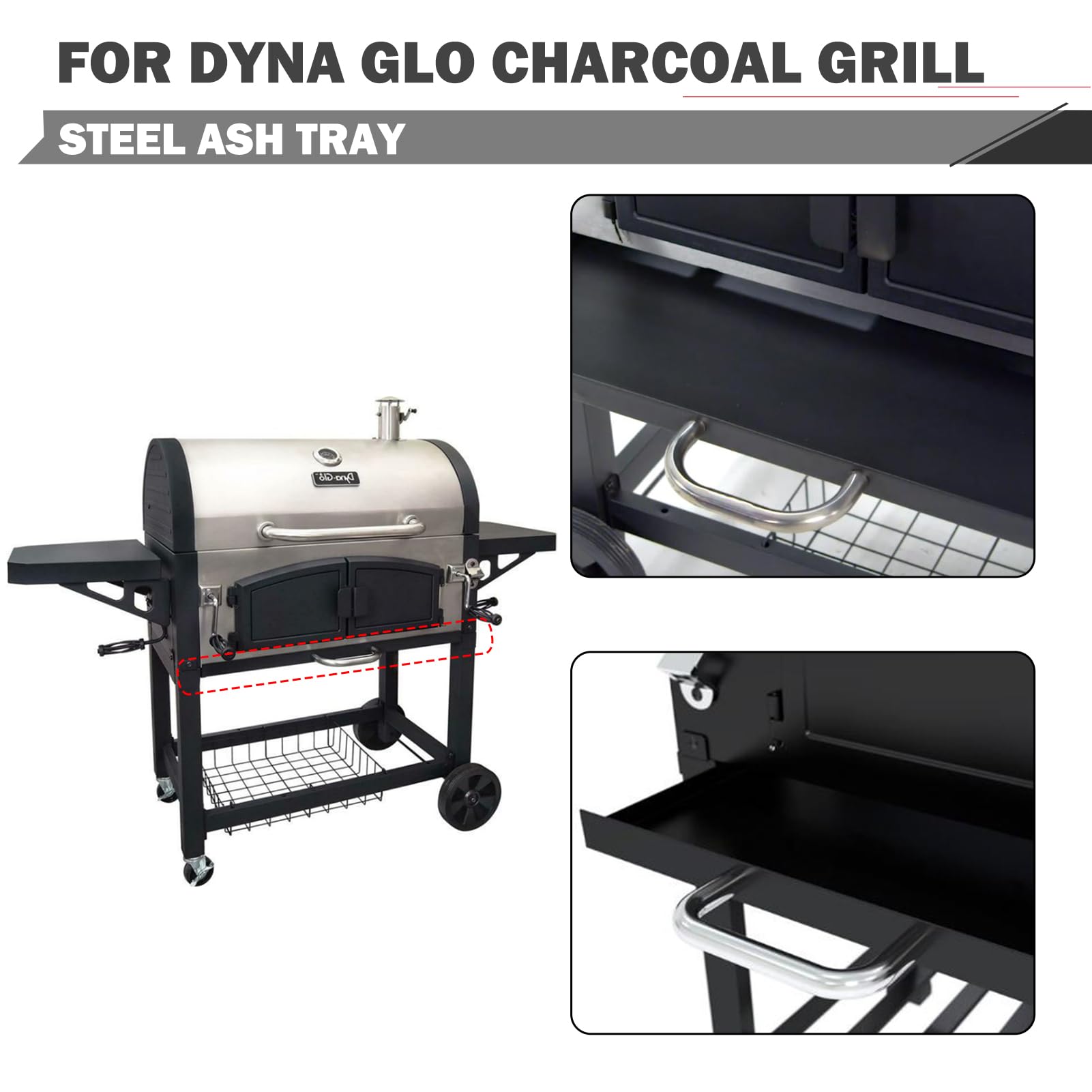Ash Pan Grill Replacement Parts for Dyna Glo Charcoal Grill Parts DGN576SNC-D DGN576DNC-D DGN576DNC-DC Ash Tray Catcher Master Forge Grill Replacement Parts MFJ576DNC Ash Tray Parts