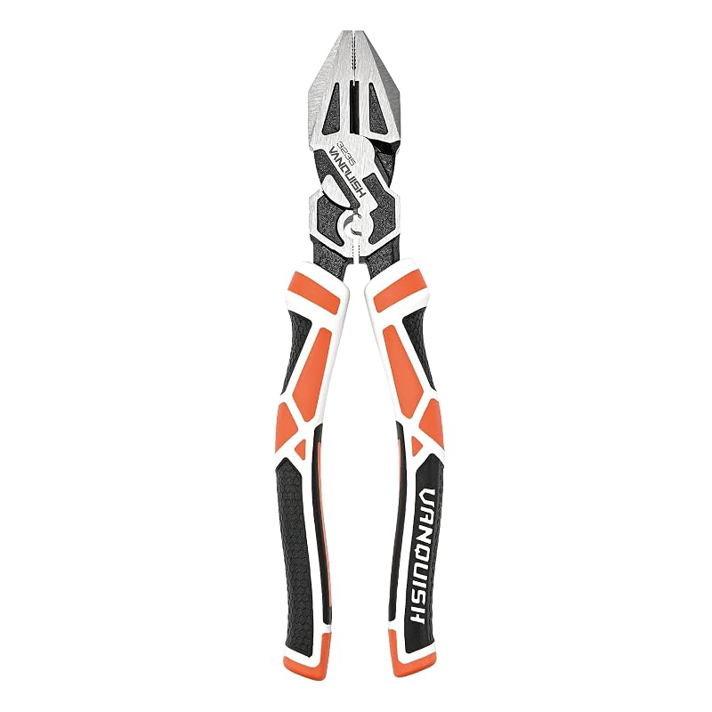 Alicate de eletricista Vanquish com corte a laser endurecido, 24,1 cm, cabo ergonômico, 1 unidade