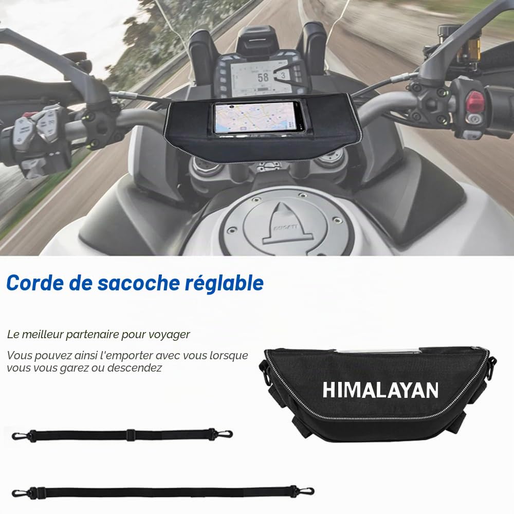 Generico Sac de guidon pour Himalayan 450 HIMALAYAN 450 Sac de voyage pour navigateur de volant de moto Sac de téléphone étanche et antipolver