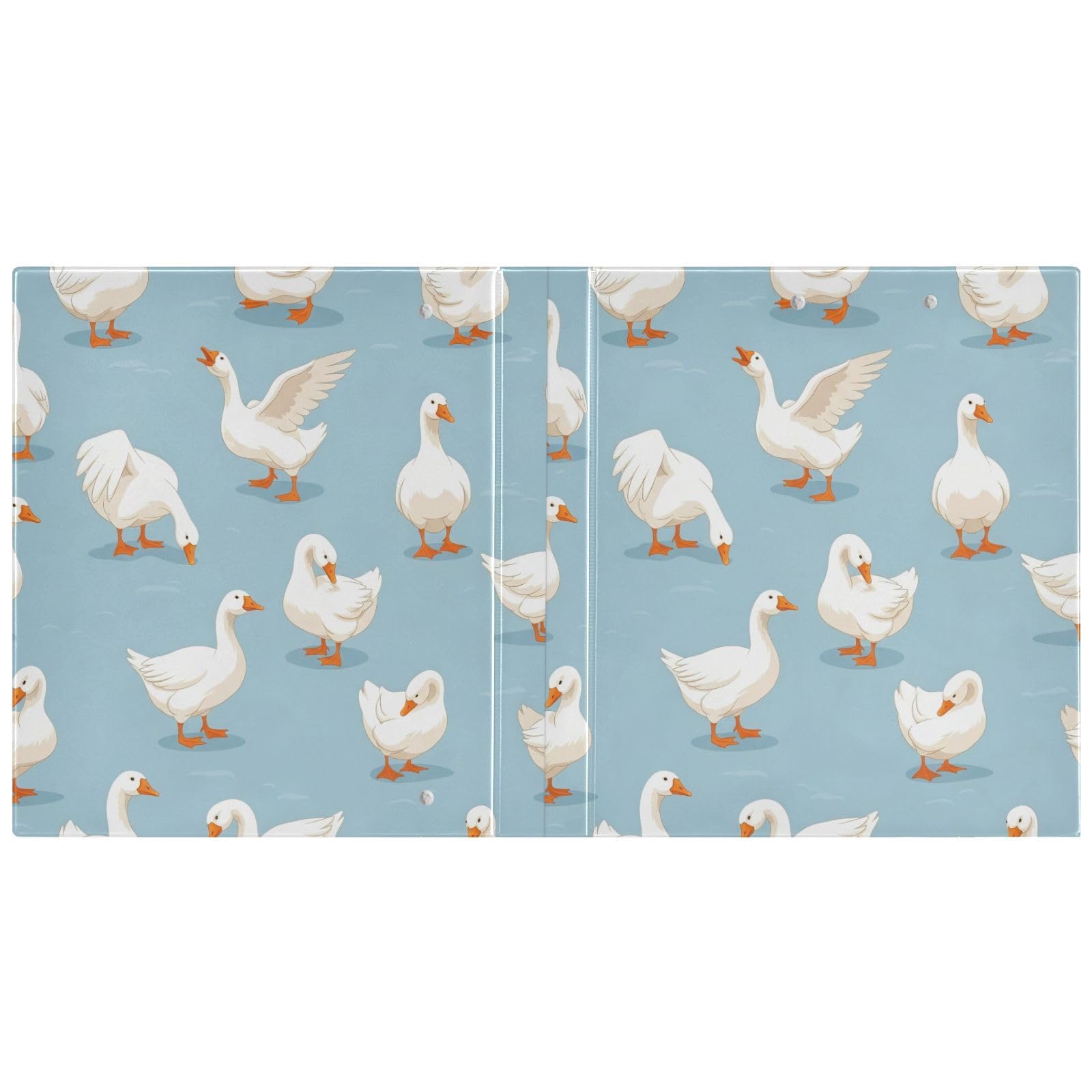 Raccoglitore a 3 anelli, colore bianco e blu anatra con tasche, confezione da 2
