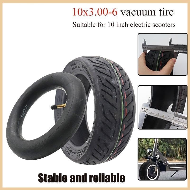Scooter Reifen,Vollreifen 10x3.00-6 Schlauchloser Reifen for Elektroroller 10 Zoll 10x3.0 Vakuumreifen und Schläuche(Outer tyre)